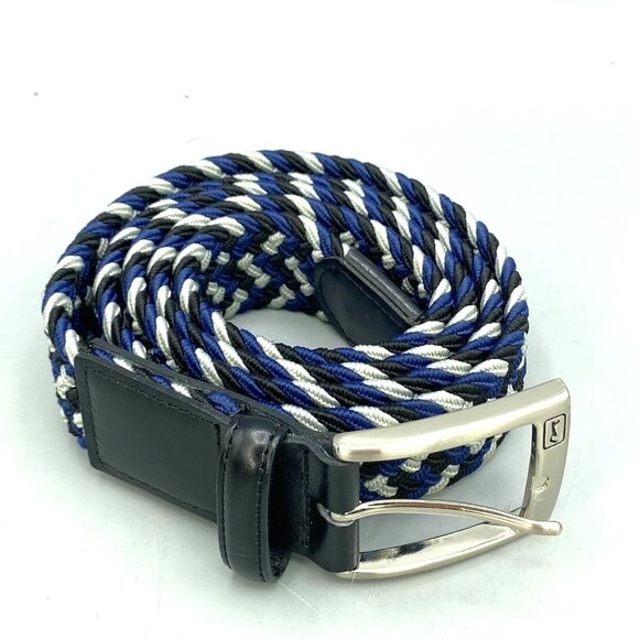 PGA Tour Other - PGA TOUR PG86001 MENS Braided Belt Black Blue Stretch Nickel Brush Buckle BELT